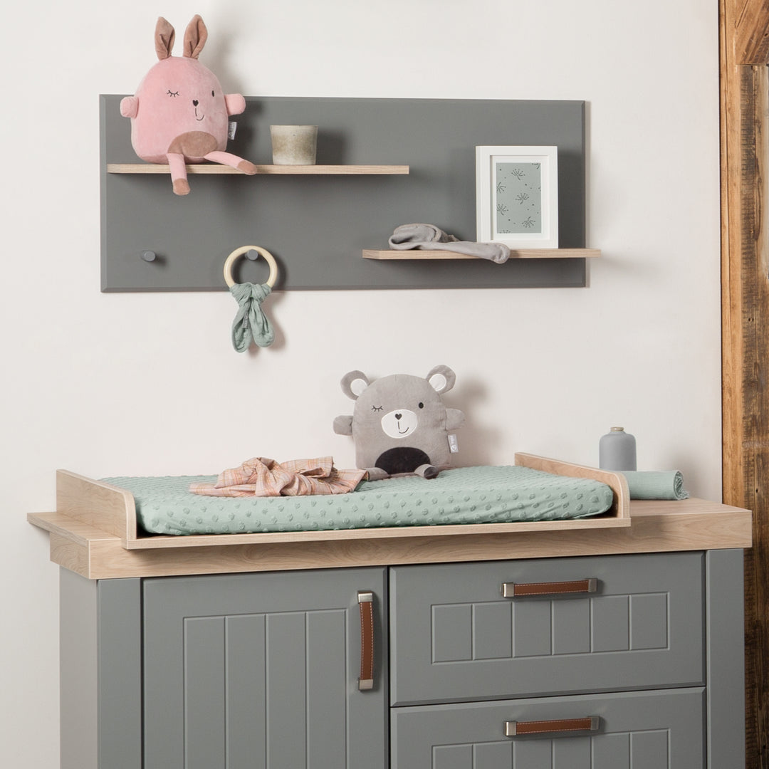 Housse extensible pour matelas à langer 'Lil Planet' - 85 x 75 cm - Jersey biologique GOTS - Vert givré