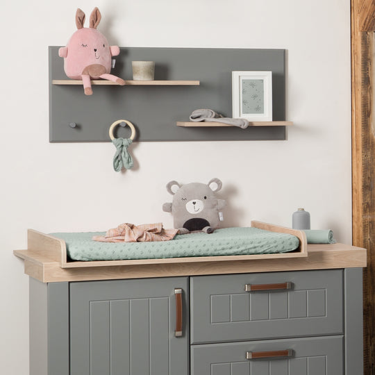 Housse extensible pour matelas à langer 'Lil Planet' - 85 x 75 cm - Jersey biologique GOTS - Vert givré