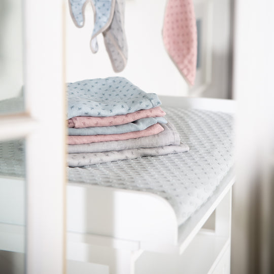 Housse extensible pour matelas à langer 'Lil Planet' - 85 x 75 cm - Jersey biologique GOTS - Vert givré