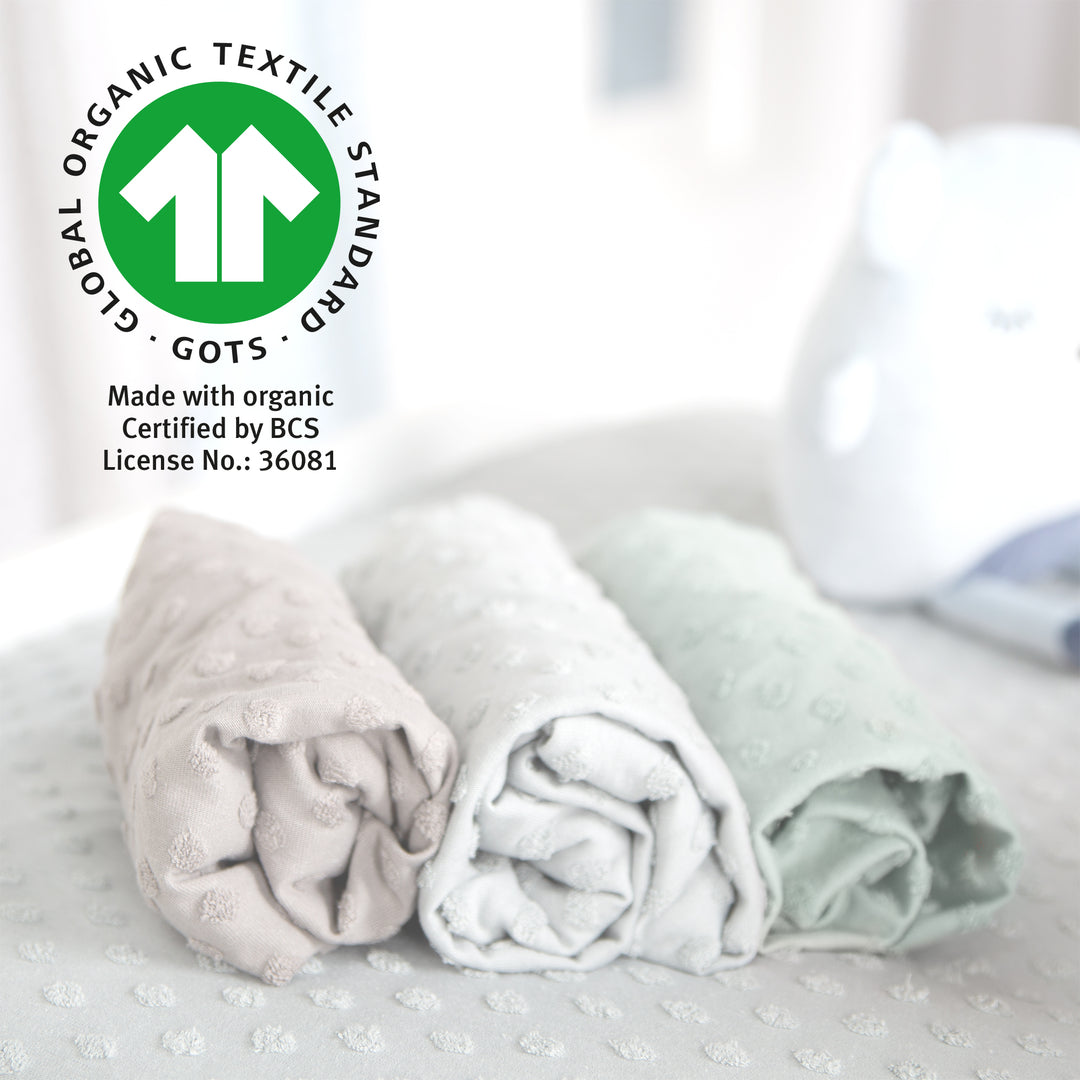 Housse extensible pour matelas à langer 'Lil Planet' - 85 x 75 cm - Jersey biologique GOTS - Vert givré