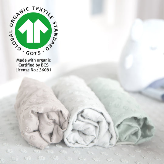 Housse extensible pour matelas à langer 'Lil Planet' - 85 x 75 cm - Jersey biologique GOTS - Vert givré