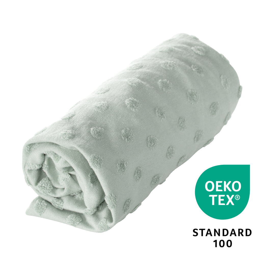 Housse extensible pour matelas à langer 'Lil Planet' - 85 x 75 cm - Jersey biologique GOTS - Vert givré