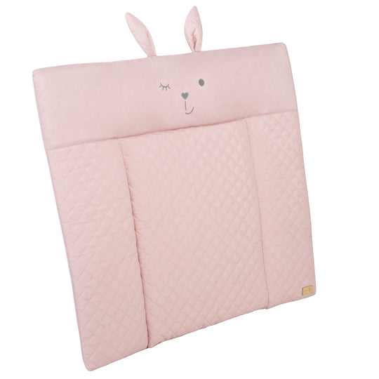 Almohadilla para cambiar suave 'roba Style' rosa, 85 x 75 cm, lavable, con cara de conejo 'Lily'