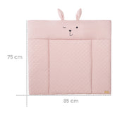 Matelas à langer "roba Style", 85x75 cm, nettoyable, avec visage de lapin "Lily"