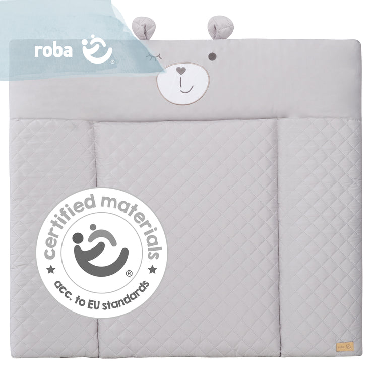 Changing mat soft 'roba Style' grey, 85 x 75 cm, wipeable, with bear face 'Sammy'