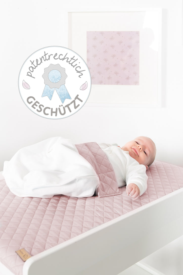 Matelas à langer "roba Style" avec sangle et languettes, 85 x 75 cm, nettoyable, rose/mauve