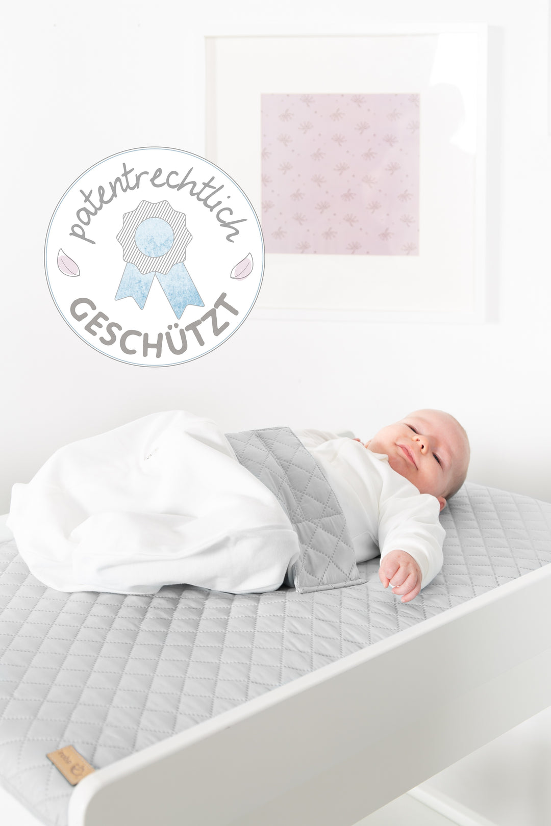 Materassino fasciatoio 'roba Style' con cintura di sicurezza e lacci, 85 x 75 cm, grigio