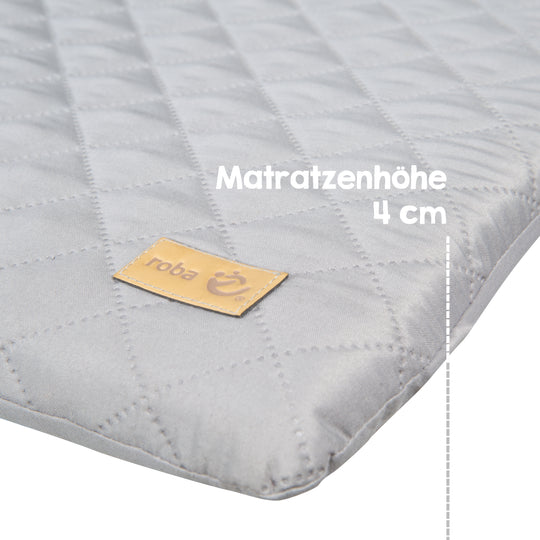 Materassino fasciatoio 'roba Style' con cintura di sicurezza e lacci, 85 x 75 cm, grigio