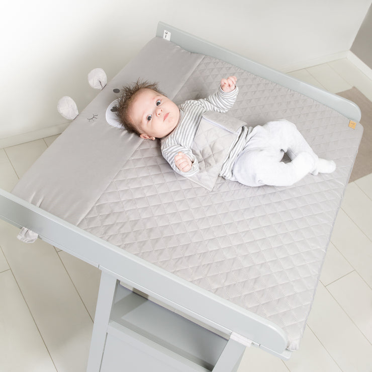 Matelas à langer "roba Style" 85x75, avec ceinture de maintien & languettes, avec visage d'ourson