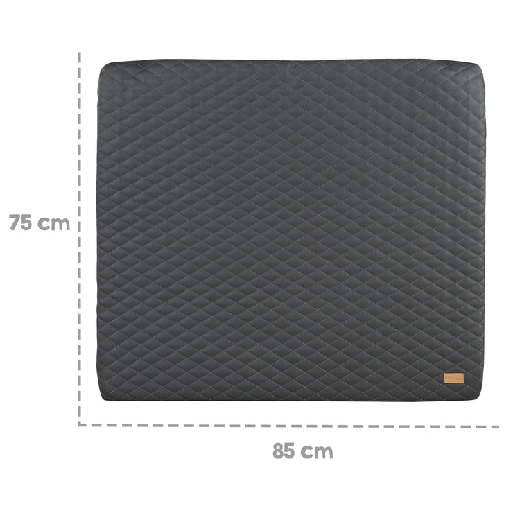 Changing Mat 'Luxe' 85x75, Wipeable PU Leather, Design 'Graphite quilted' 