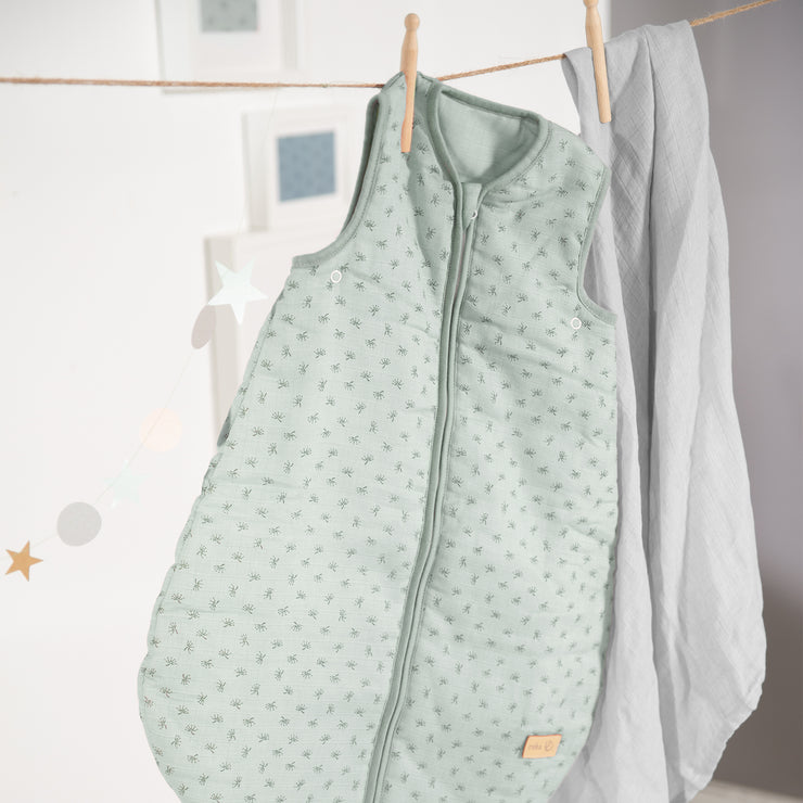 Organic Sleeping Bag 'Lil Planet' frosty green, 70 - 110 cm, 100 % organic muslin (GOTS)