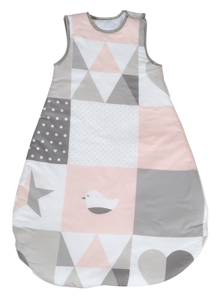 Sleeping bag 'Happy Patch Rosa', 90 cm, all year round, from breathable cotton, unisex