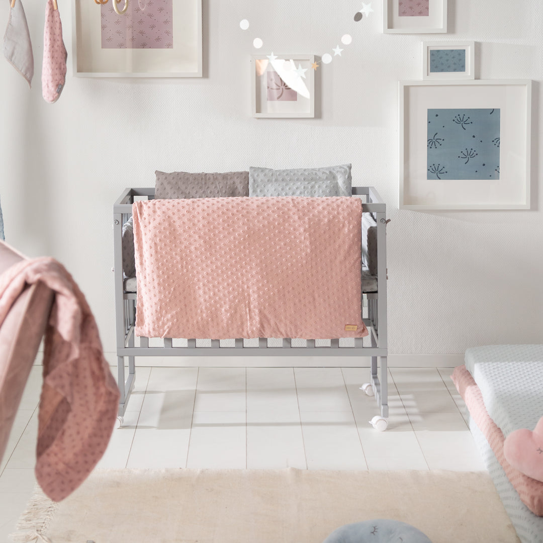 Organic Cradle Bedding 'Lil Planet', 2-Piece Set, Pink / Mauve, 80 x 80 cm, Jersey GOTS Certified