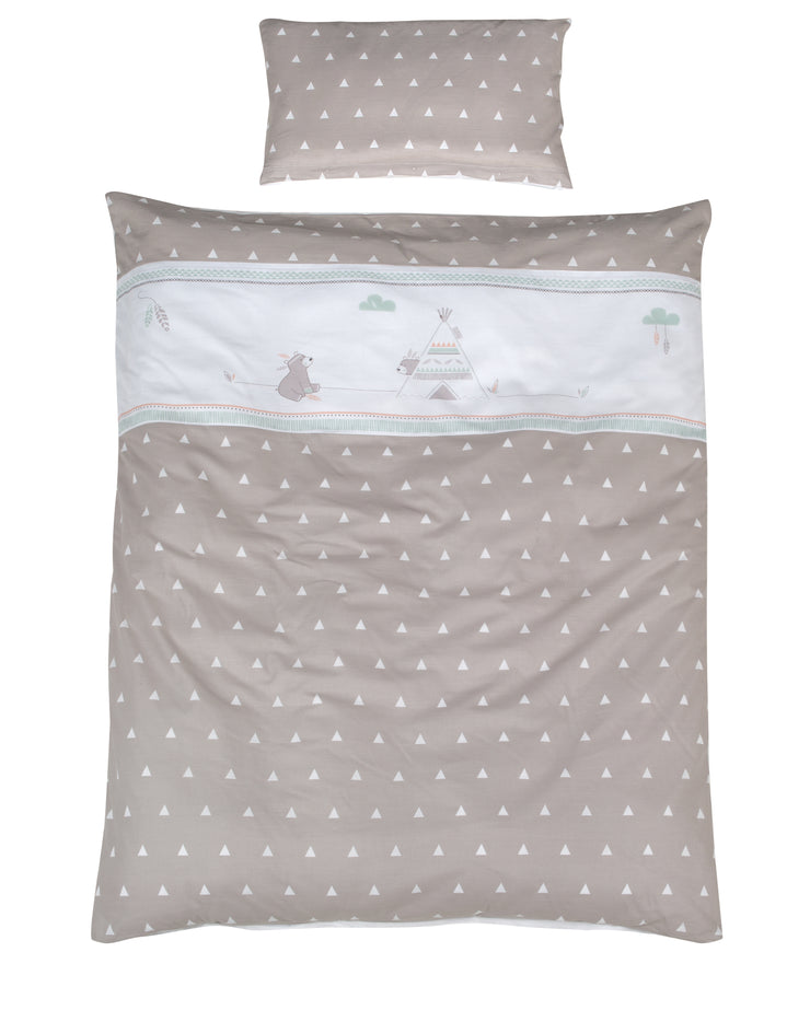 Bettwäsche 'Indibär', 2-tlg, 100 x 135 cm, 100 % Baumwolle, Decken- & Kissenbezug mit Applikation
