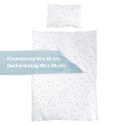 Bed linen 'Star magic gray', 2-part, 100 x 135 cm, 100% cotton, blanket & pillow case