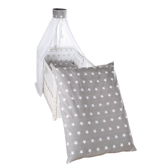 Set de literie pour bébé 'Little Stars', 4 pièces, incl. draps 100 x 135 cm, nid et baldaquin