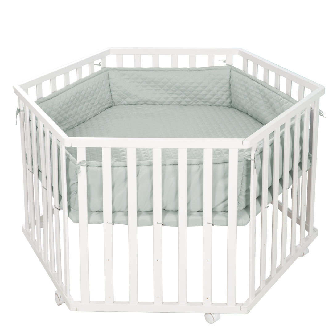 Tapis de parc 'roba Style' pour parc d'enfant hexagonal - Rembourré - Vert givré