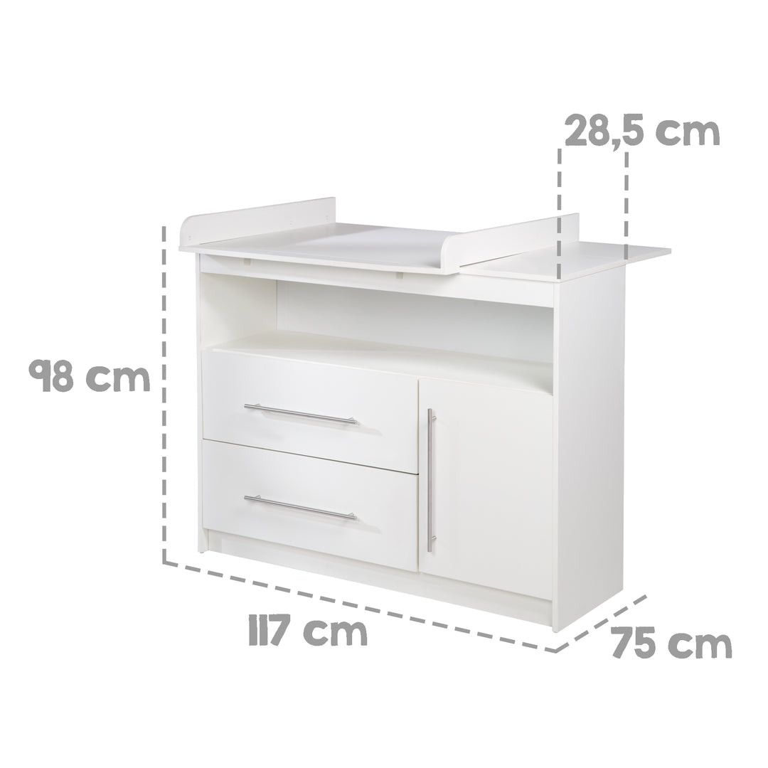 Children's Room Set 'Maren' 3-Piece - Bed 70x140 cm + Narrow Changing Table + 3-Door Wardrobe
