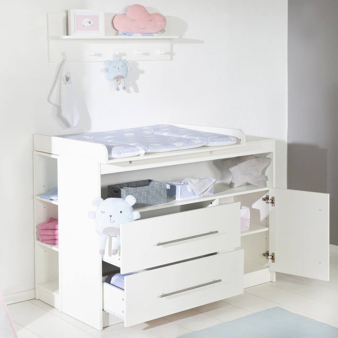 Children's Room Set 'Maren' 3-Piece - Bed 70x140 cm + Narrow Changing Table + 3-Door Wardrobe