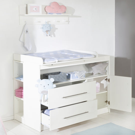 Children's Room Set 'Maren' 3-Piece - Bed 70x140 cm + Narrow Changing Table + 3-Door Wardrobe