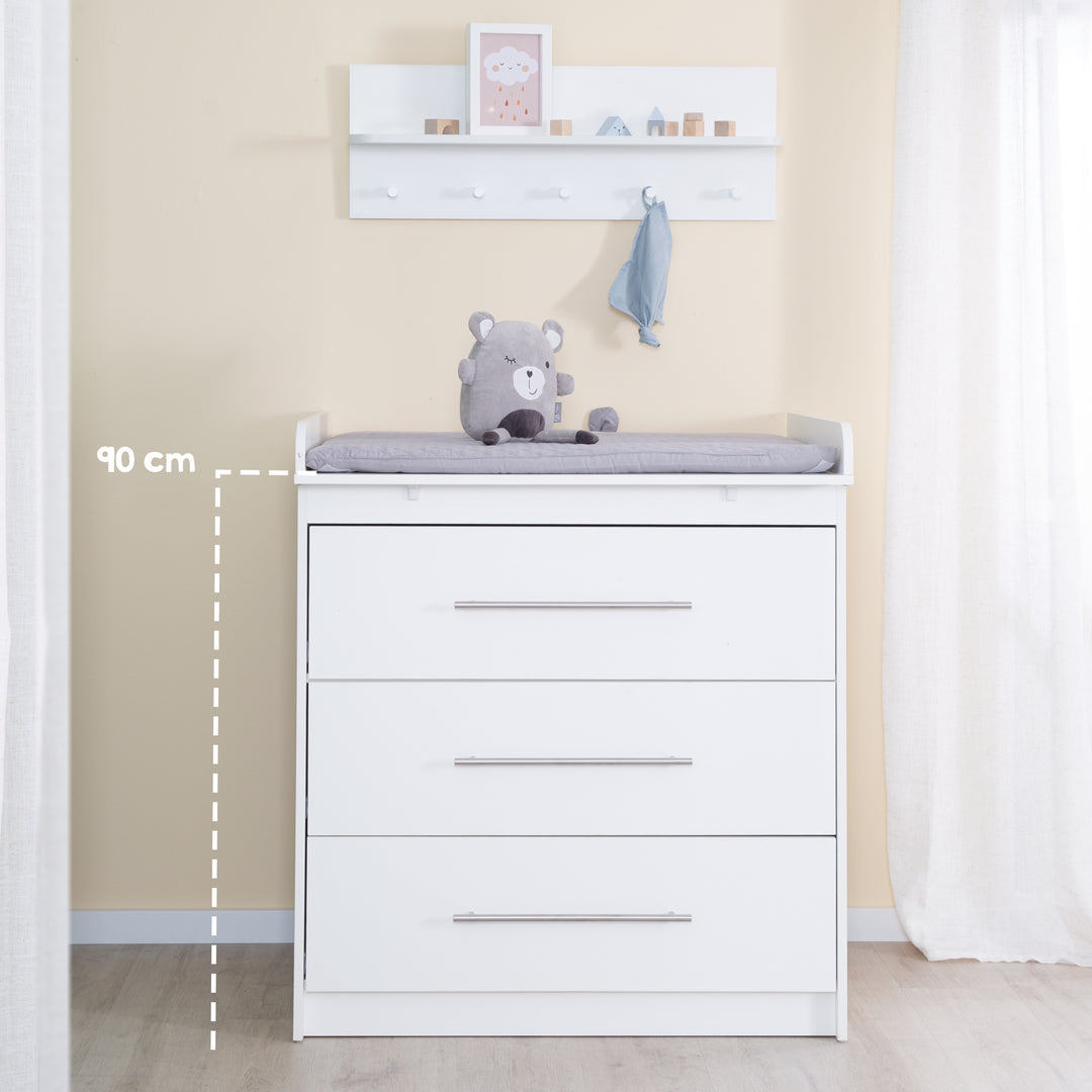 Changing Table 'Maren' with Removable Top, Slim, 3 Drawers, Changing Height 90.5 cm