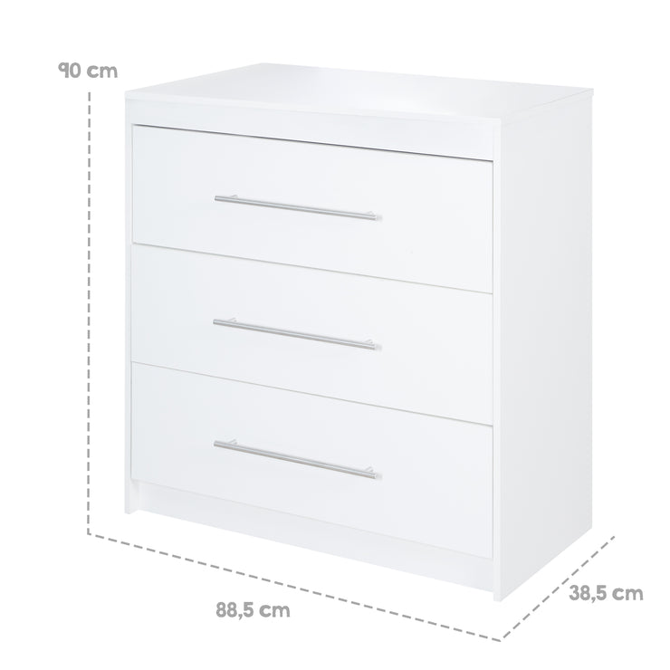 Changing table 'Maren' with removable top, narrow, 3 drawers, changing height 90.5 cm