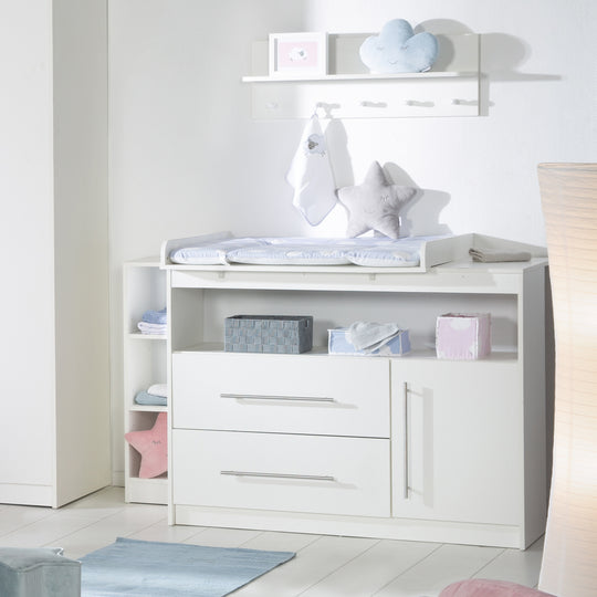Changing Table 'Maren', with Removable Changing Pad, Wide, 2 Drawers, Changing Height 90.5 cm