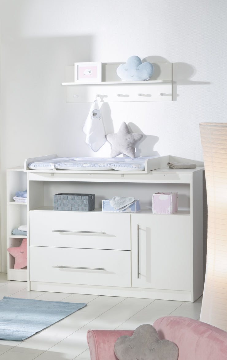 'Maren' room set, incl. Combo bed 70 x 140 cm, wide changing table & 3-door wardrobe, white