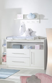 Ensemble de chambre "Maren", incl. lit bébé 70 x 140 cm et un commode à langer large, blanc