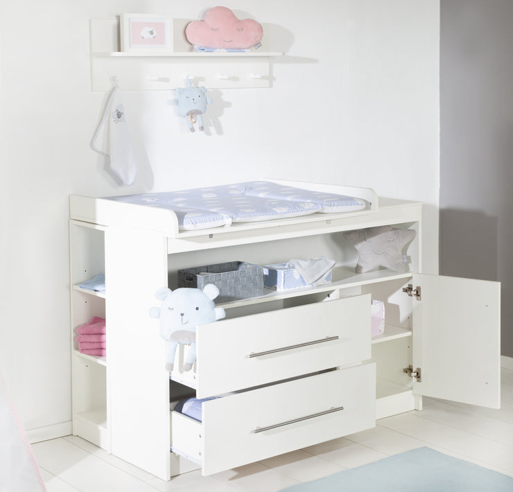 'Maren' room set, incl. Combo bed 70 x 140 cm, wide changing table & 3-door wardrobe, white