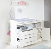 Children's room set 'Maren' including a combination cot 70 x 140 cm & wide changing table, white