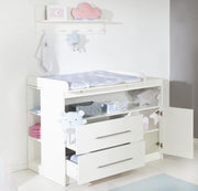 Möbelset 'Maren' inkl. Kombi-Kinderbett 70 x 140 cm & breite Wickelkommode, weiß