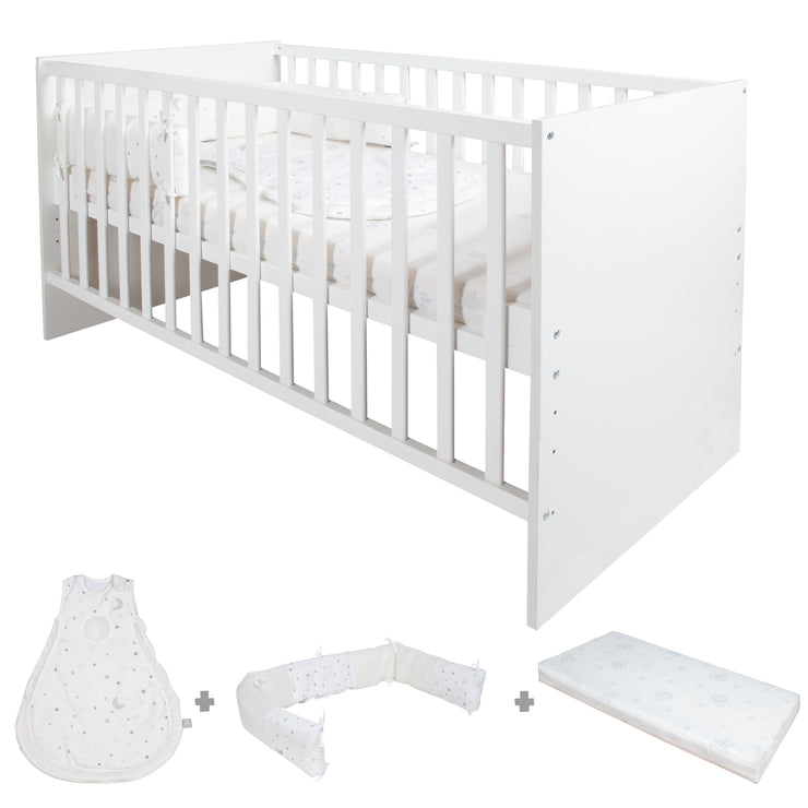 Komplettbettset 'safe asleep®', 70 x 140 cm, 'Sternenzauber', inkl. Matratze, Nest & Babyschlafsack