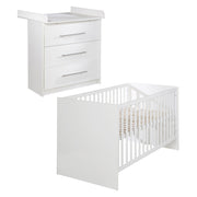 Furniture Set 'Maren' 2 pc - Convertible Cot 70x140 + Narrow Changing Dresser - White