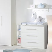 Möbelset 'Maren' 2-teilig - Kombi-Bett 70x140 + Wickelkommode schmal - Weiß