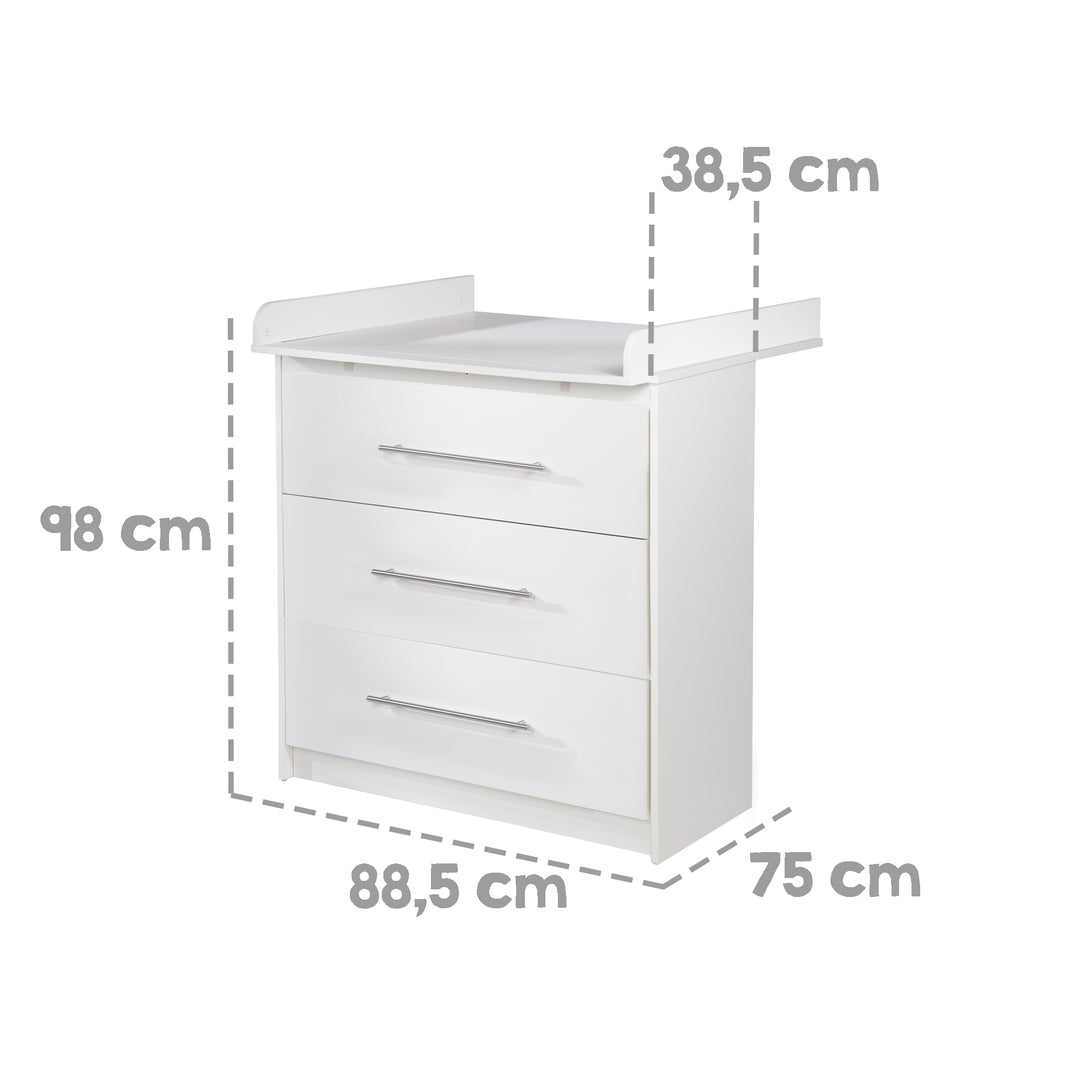 Möbelset 'Maren' 2-teilig - Kombi-Bett 70x140 + Wickelkommode schmal - Weiß