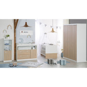 Children's room set 'Gabriella' including baby bed 70 x 140 cm & wide changing table, bicolor