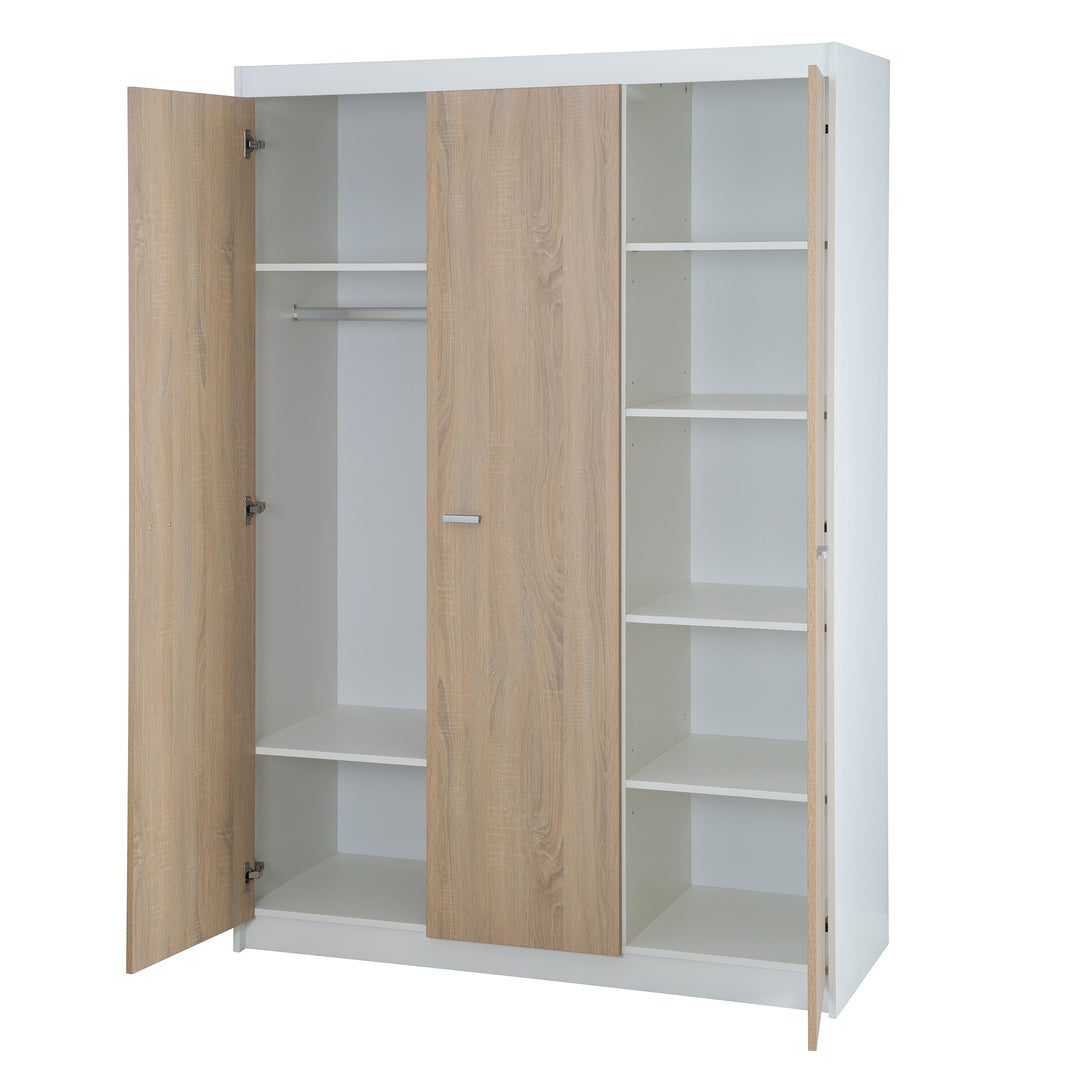 Kinderzimmerset 'Gabriella' 3-teilig - Bett 70x140 + Wickelkommode schmal + Kleiderschrank 3-türig