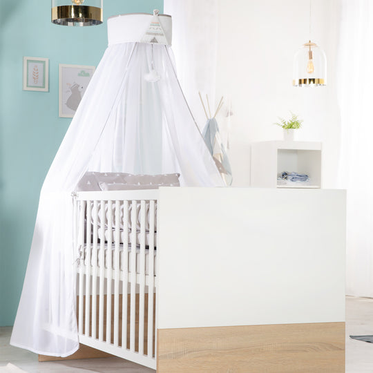 Kinderzimmerset 'Gabriella' 3-teilig - Bett 70x140 + Wickelkommode schmal + Kleiderschrank 3-türig