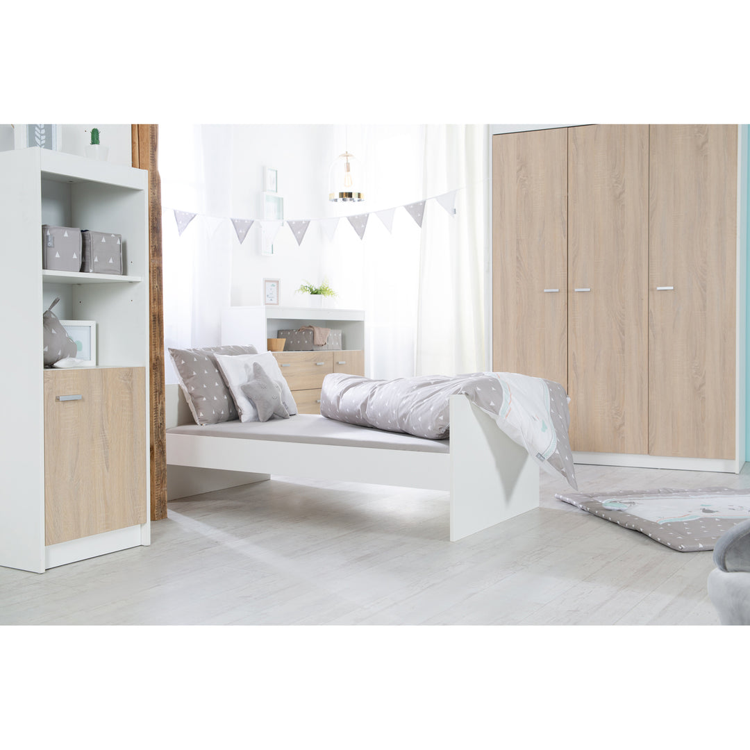 Kinderzimmerset 'Gabriella' 3-teilig - Bett 70x140 + Wickelkommode schmal + Kleiderschrank 3-türig