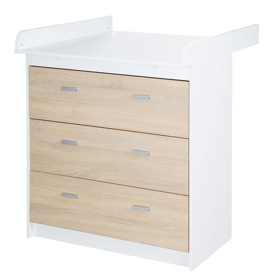 Changing Table 'Gabriella' with Removable Top, Bicolor, 3 Drawers, Changing Height 90 cm