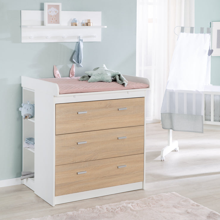 Wrapping chest of drawers 'Gabriella' with removable approach, bicolor, 3 drawers, winding height 90 cm