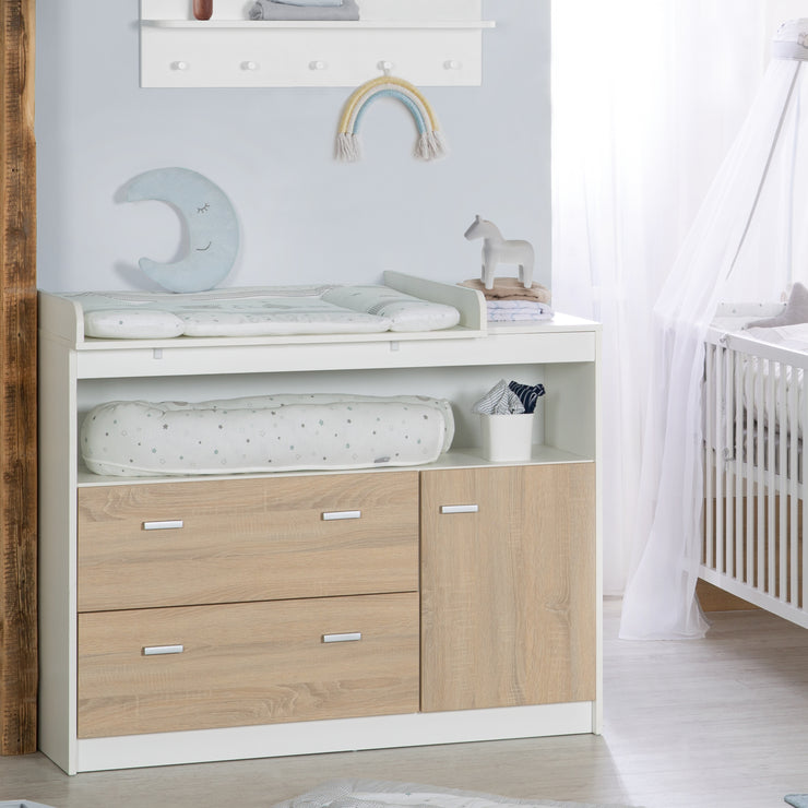 Möbelset 'Gabriella' inkl. Babybett 70 x 140 cm & breite Wickelkommode, bicolor