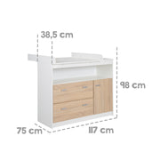 Möbelset 'Gabriella' inkl. Babybett 70 x 140 cm & breite Wickelkommode, bicolor