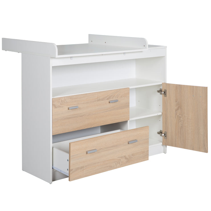 Möbelset 'Gabriella' inkl. Babybett 70 x 140 cm & breite Wickelkommode, bicolor