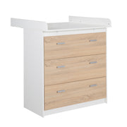 Set de meubles 'Gabriella' 2 pc - Lit 70x140 + Commode à langer étroite - Blanc et décor chêne