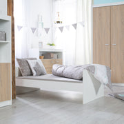 Combination children's bed 'Gabriella', 70 x 140 cm, white / natural, height adjustable, 3 slip bars, convertible