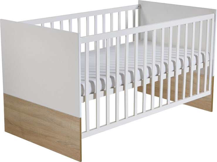 Kindermöbelset 'Gabriella' inkl. Babybett 70 x 140 cm, breiter Wickelkommode & Schrank 3-türig