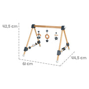 Trapecio y centro de actividades con entrenador de juego y agarre ajustable en altura, madera, 42,5 x 61 x 44,5 cm