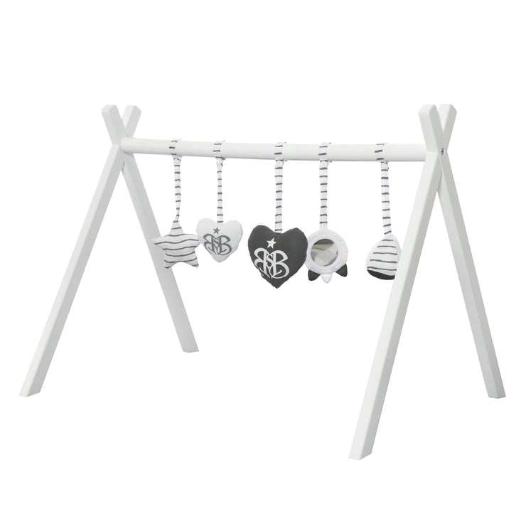 Trapezio con set di gioco "Rock Star Baby" - arco di gioco universale in legno laccato bianco